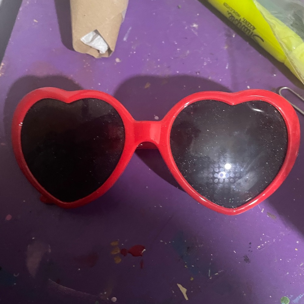red heart shaped sunglasses